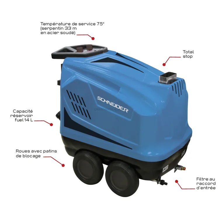 Lavadora de Alta Pressão Água Quente SCHNEIDER 230 V 150 bar 9 L/min