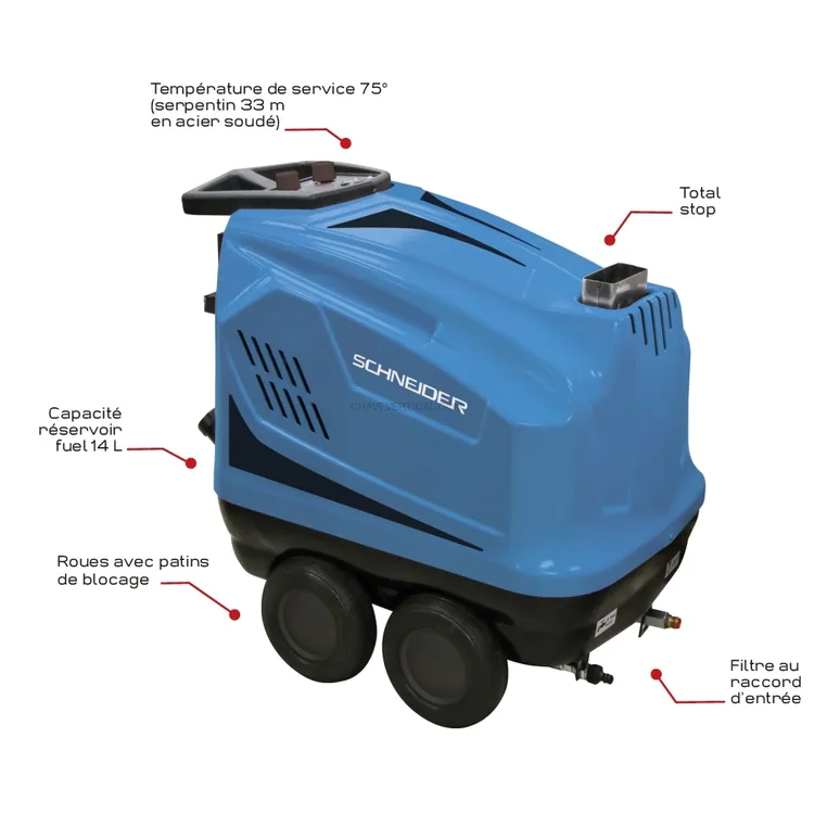Lavadora de Alta Pressão Água Quente SCHNEIDER 230 V 150 bar 9 L/min
