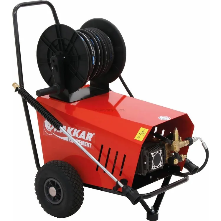 Lavadora de Alta Pressão de Água Fria DRAKKAR 380V 14 l/min 230 bar com Enrolador 20m e Lança Turbo