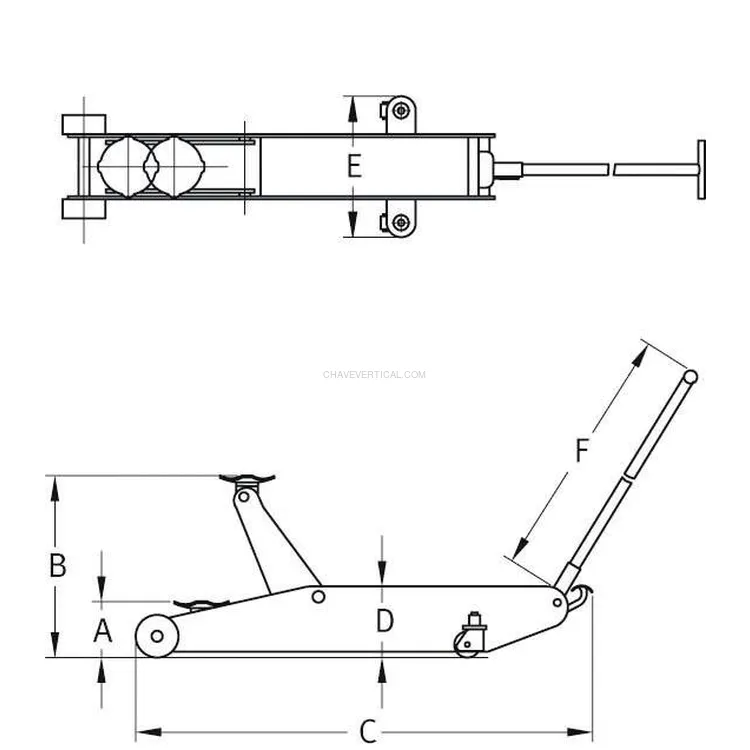 Macaco Hidráulico de Rodas COMPAC 10T com Pédala 165/580mm