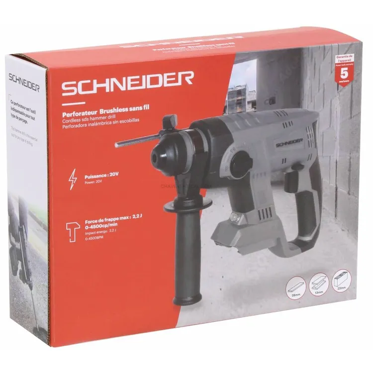 Martelo Perfurador Brushless SCHNEIDER 20V SDS Plus 2,2J sem Bateria