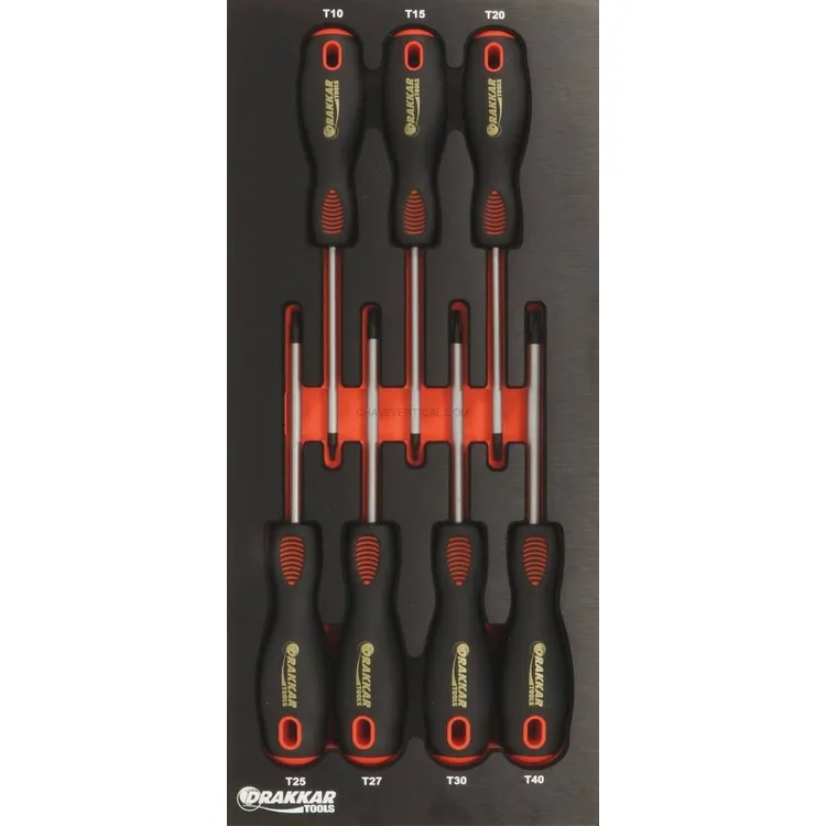 Módulo de Espuma com 7 Chaves de Fenda Torx DRAKKAR 395x178mm