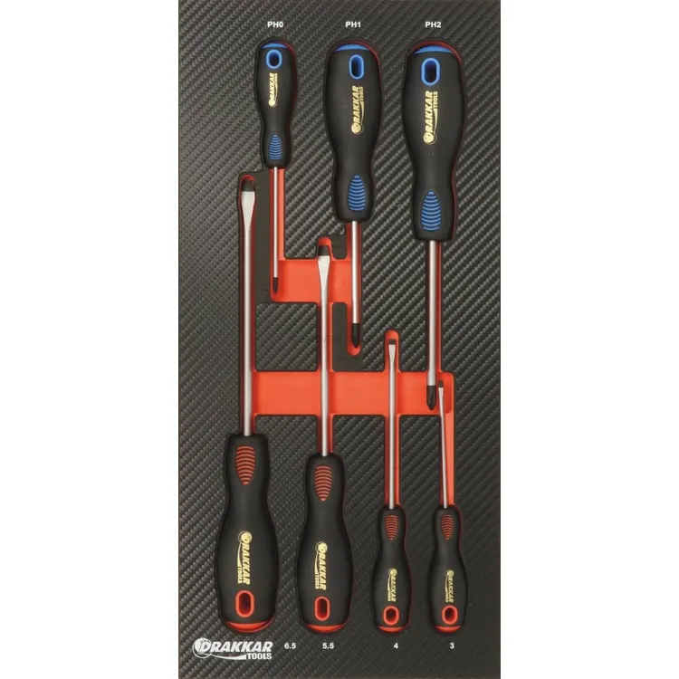 Módulo de Espuma com 7 Chaves de Fendas DRAKKAR Acabamento Carbono 402x189mm