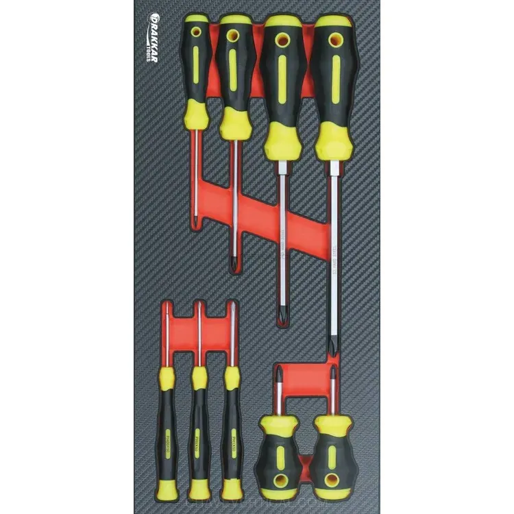Módulo de Espuma com 9 Chaves de Fenda Phillips DRAKKAR 402x189mm Módulo de Espuma com 9 Chaves de Fenda Phillips DRAKKAR 402x189mm