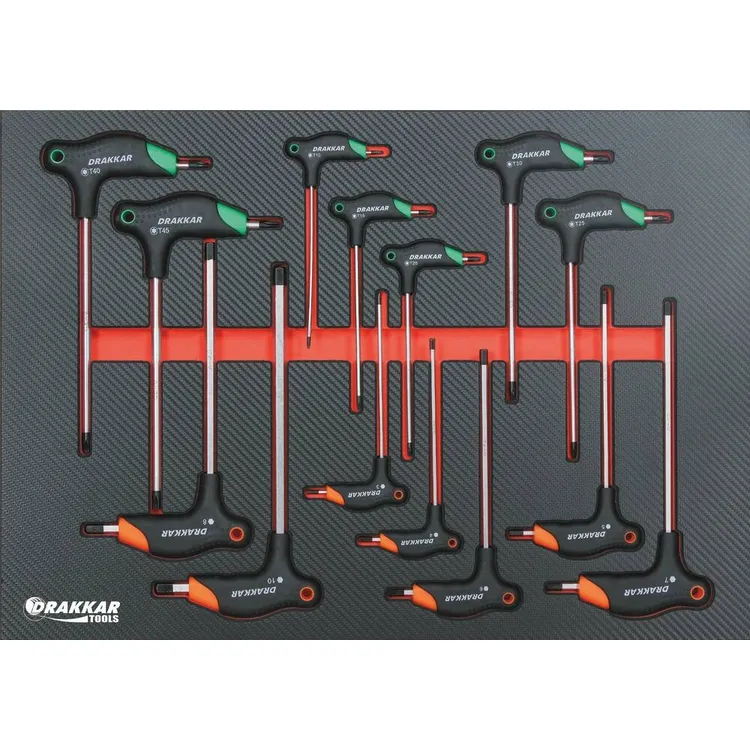 Módulo de Espuma DRAKKAR 567x402mm para Chaves Punho em T Hex/Torx 14 Peças