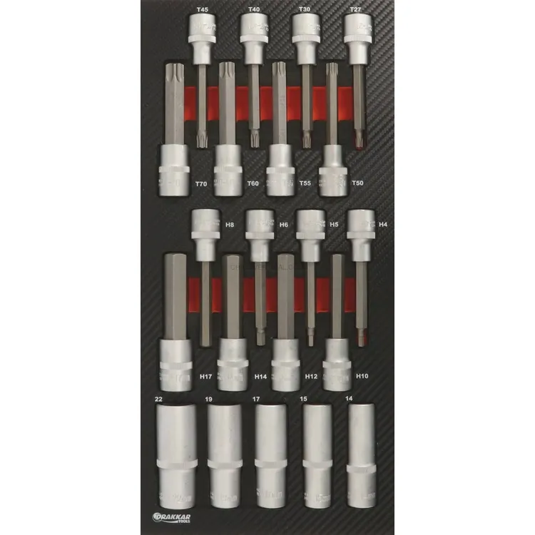 Módulo de Espuma DRAKKAR Carbono 21 Peças 1/2″ Torx e Hexagonal Módulo de Espuma DRAKKAR Carbono 21 Peças 1/2″ Torx e Hexagonal