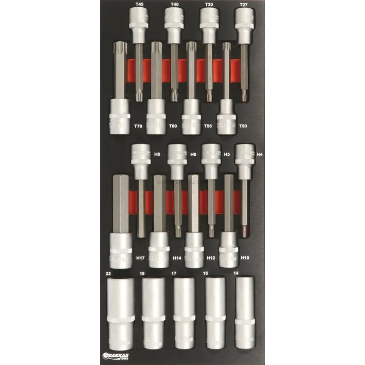 Módulo de Espuma DRAKKAR Metal 21 Peças 1/2″ Torx e Hexagonal Módulo de Espuma DRAKKAR Metal 21 Peças 1/2″ Torx e Hexagonal