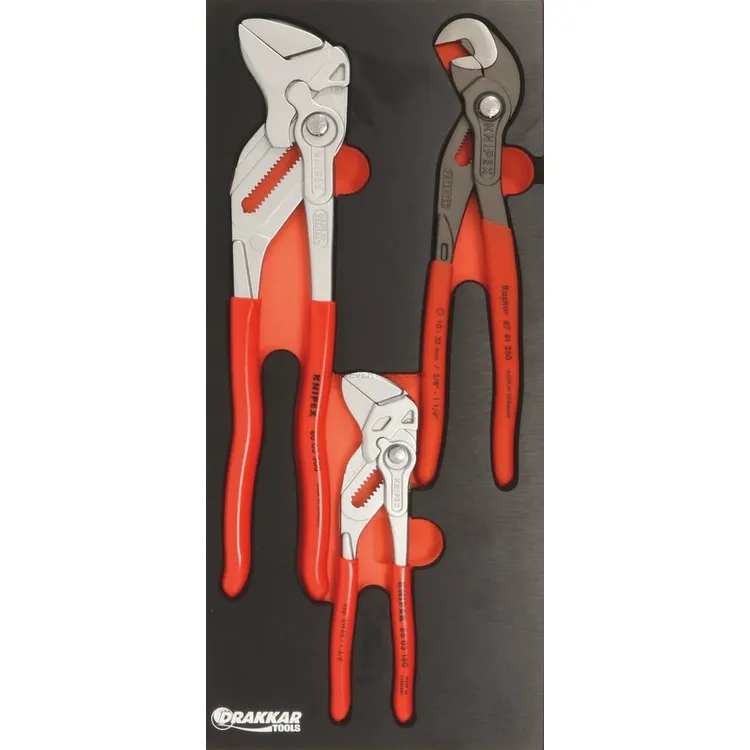 Módulo de Espuma KNIPEX Alicates-Chave 3 Peças 395x178mm Módulo de Espuma KNIPEX Alicates-Chave 3 Peças 395x178mm