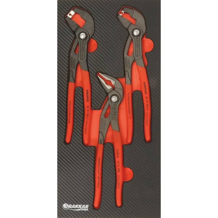 Módulo de Espuma KNIPEX Alicates Cobra e Braçadeiras 3 Peças Módulo de Espuma KNIPEX Alicates Cobra e Braçadeiras 3 Peças