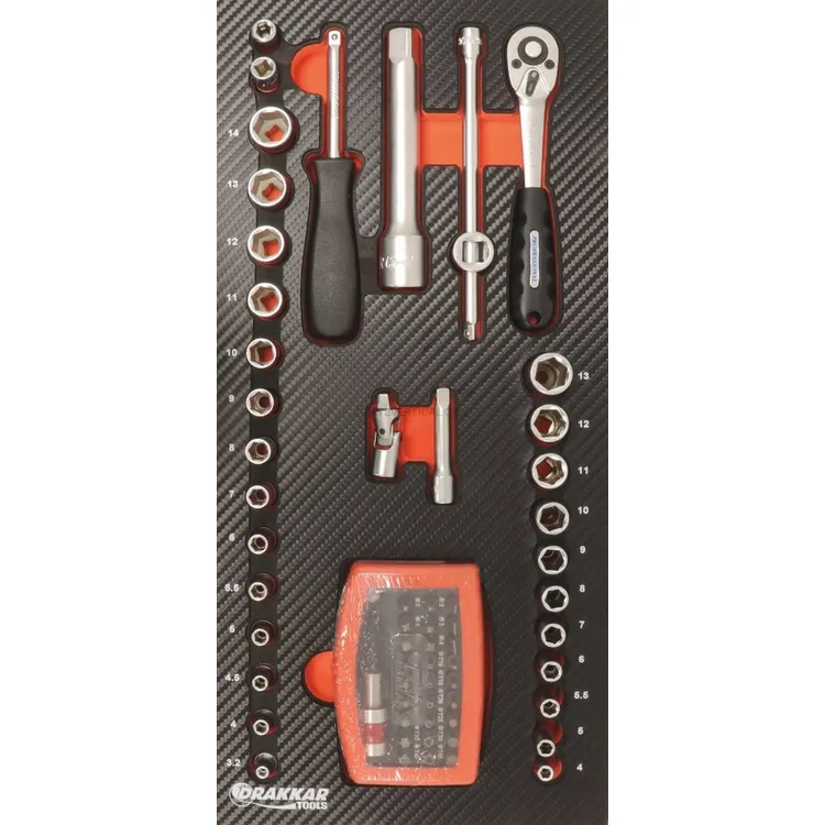Módulo de Ferramentas em Espuma DRAKKAR 1/4″ 85 Peças 402x189mm