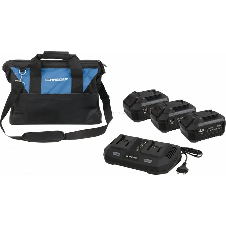 Pack de Baterias SCHNEIDER 20V 4Ah 3 Unidades com Carregador Duplo