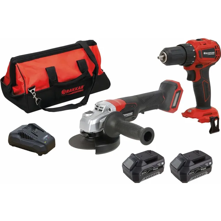 Pack DRAKKAR 20V Berbequim 40Nm e Rebarbadora 125mm 2 Baterias