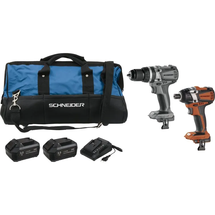 Pack SCHNEIDER 20V Aparafusadora de Impacto 200/350Nm + Berbequim 60Nm Pack SCHNEIDER 20V Aparafusadora de Impacto 200/350Nm + Berbequim 60Nm