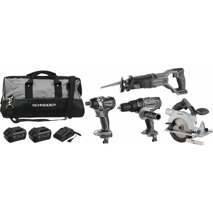 Pack SCHNEIDER 20V Berbequim 50Nm + Impacto 200Nm + Serras 165mm 2x5Ah Pack SCHNEIDER 20V Berbequim 50Nm + Impacto 200Nm + Serras 165mm 2x5Ah