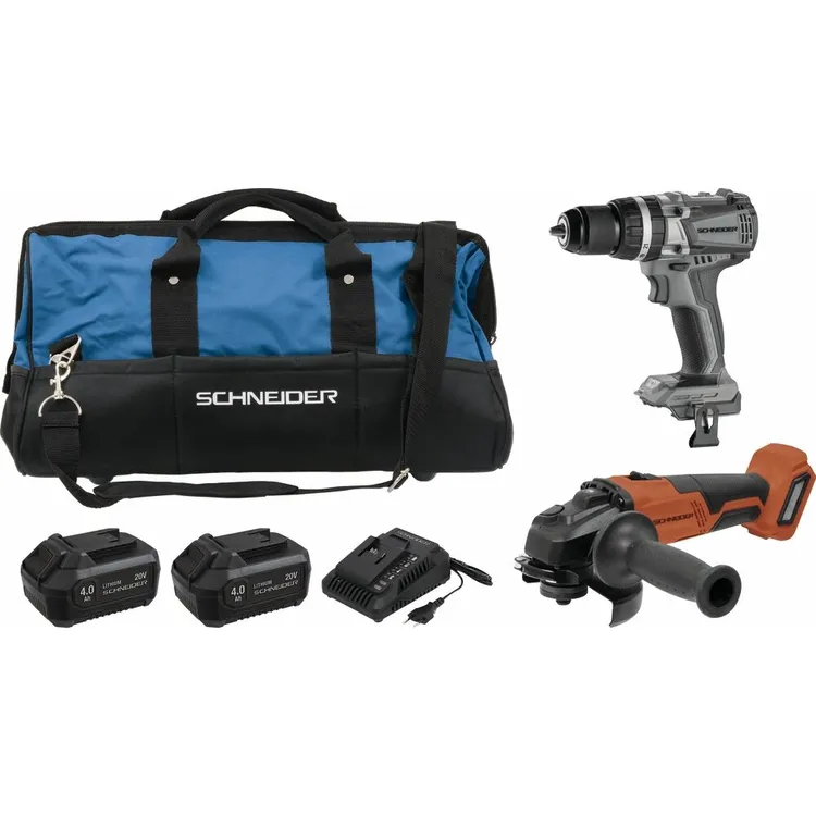 Pack SCHNEIDER 20V Berbequim 60Nm + Rebarbadora 125mm 2x4Ah