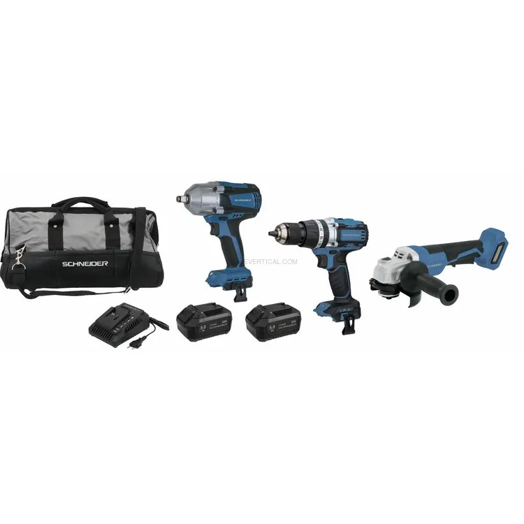 Pack SCHNEIDER 20V Berbequim 65Nm Chave de Impacto Rebarbadora 125mm