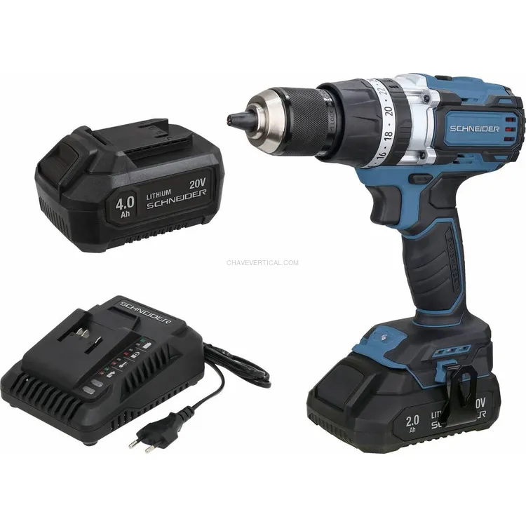 Pack SCHNEIDER 20V Podadora 10cm e Berbequim 65Nm 2 Baterias