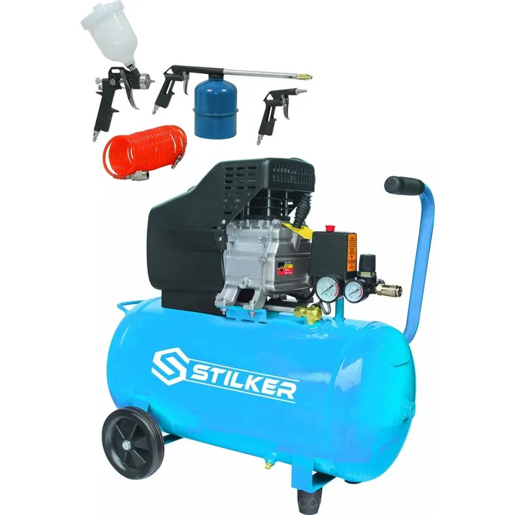 Pack STILKER Compressor Coaxial 50L 8 Bar 2CV com Kit de Acessórios Pneumáticos Pack STILKER Compressor Coaxial 50L 8 Bar 2CV com Kit de Acessórios Pneumáticos