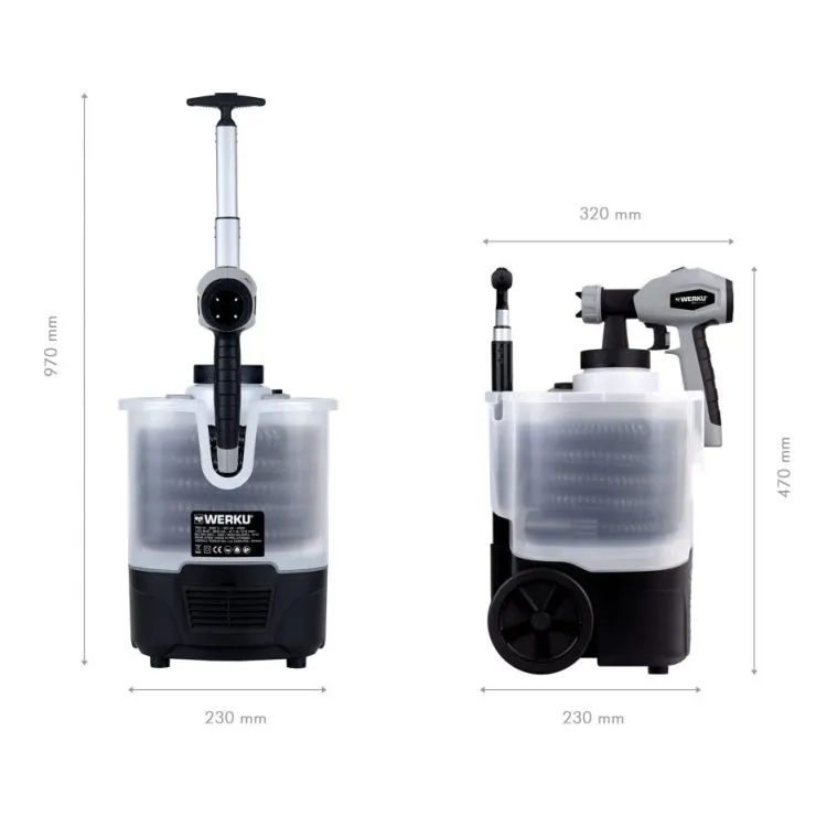 PISTOLA DE PINTURA DE SUCÇÃO DE TURBINA-TROLLEY 750W WERKU
