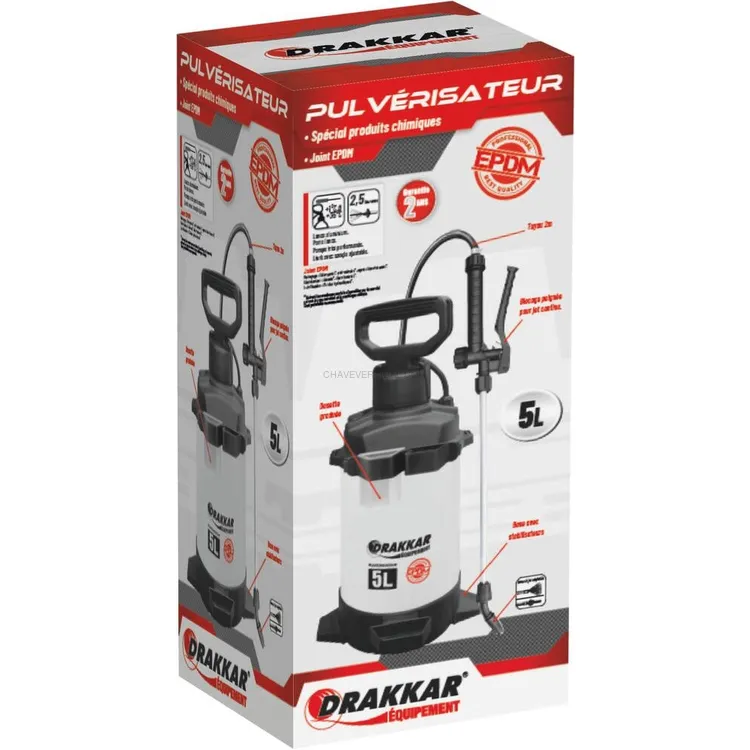 Pulverizador Manual DRAKKAR 5L com Lança de Alumínio EPDM