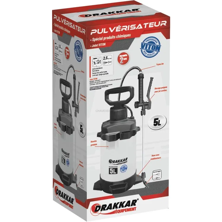 Pulverizador Manual DRAKKAR 5L com Lança de Alumínio Viton