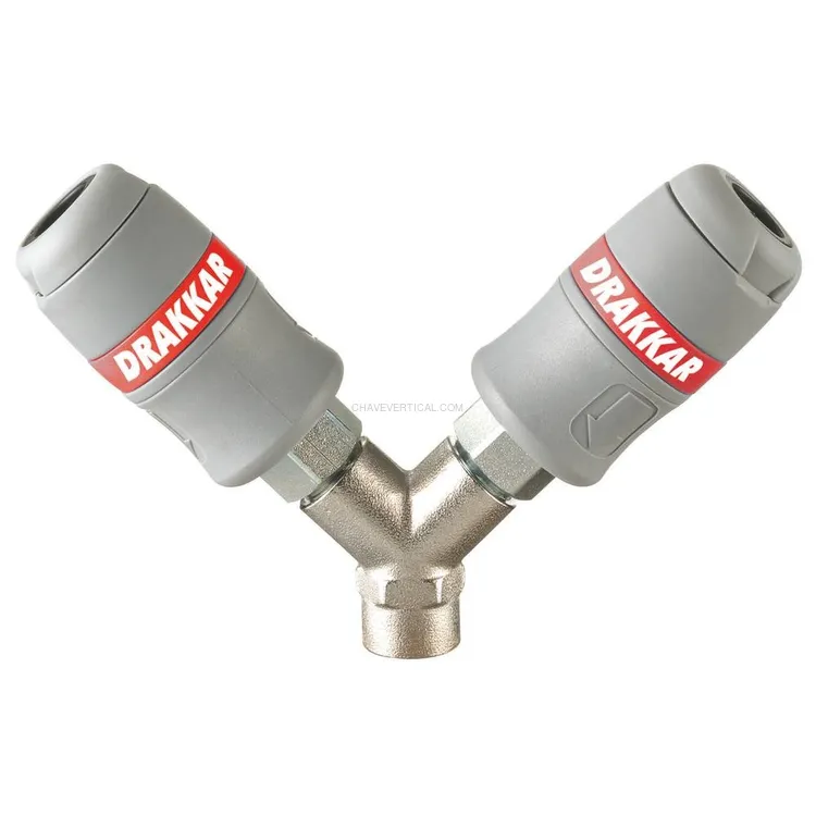 Raccord Rápido Fêmea Duplo em Y DRAKKAR 6mm 1/4" BSP Raccord Rápido Fêmea Duplo em Y DRAKKAR 6mm 1/4" BSP