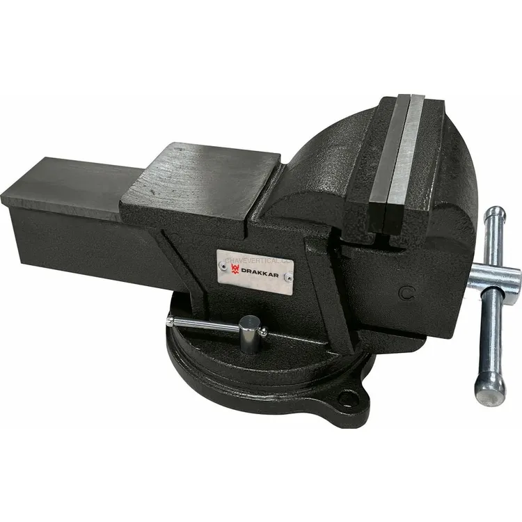 Torno de Bancada em Aço DRAKKAR 150mm com Bigorna, Aperto para Tubos e Base Pivotante 360° Torno de Bancada em Aço DRAKKAR 150mm com Bigorna, Aperto para Tubos e Base Pivotante 360°