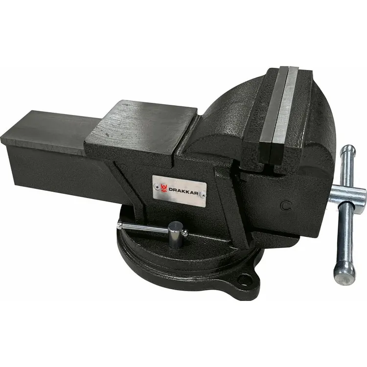 Torno de Bancada em Aço DRAKKAR 200mm com Bigorna e Base Pivotante 360°