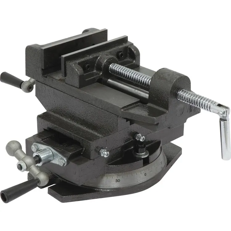 Torno de Fixação DRAKKAR 125mm Dupla Translação com Base Pivotante para Engenho de Furar
