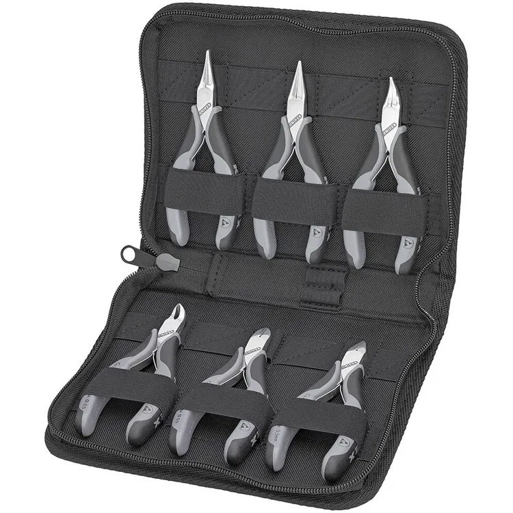 Trousse composée d'un jeu de 6 pinces pour l'électronique - Bi-matière - ESD Trousse composée d'un jeu de 6 pinces pour l'électronique - Bi-matière - ESD