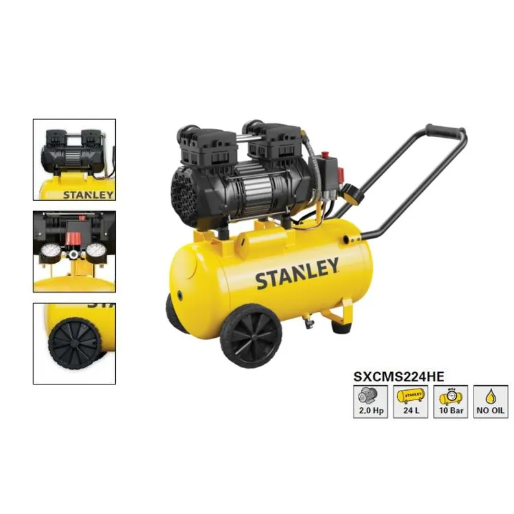 Compressor Silencioso Sem Óleo STANLEY SXCMS224HE 24L 2.0HP 10 BAR Compressor Silencioso Sem Óleo STANLEY SXCMS224HE 24L 2.0HP 10 BAR