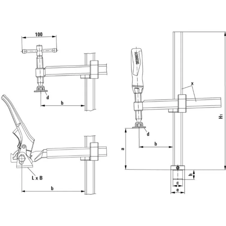 Grampo de Aperto com Alcance Variável BESSEY TWV28 300/120 mm 5000 N
