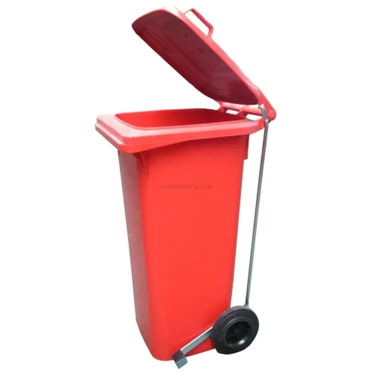 Contentor de Lixo em PEAD ND 120 L Vermelho com Pedal Contentor de Lixo em PEAD ND 120 L Vermelho com Pedal