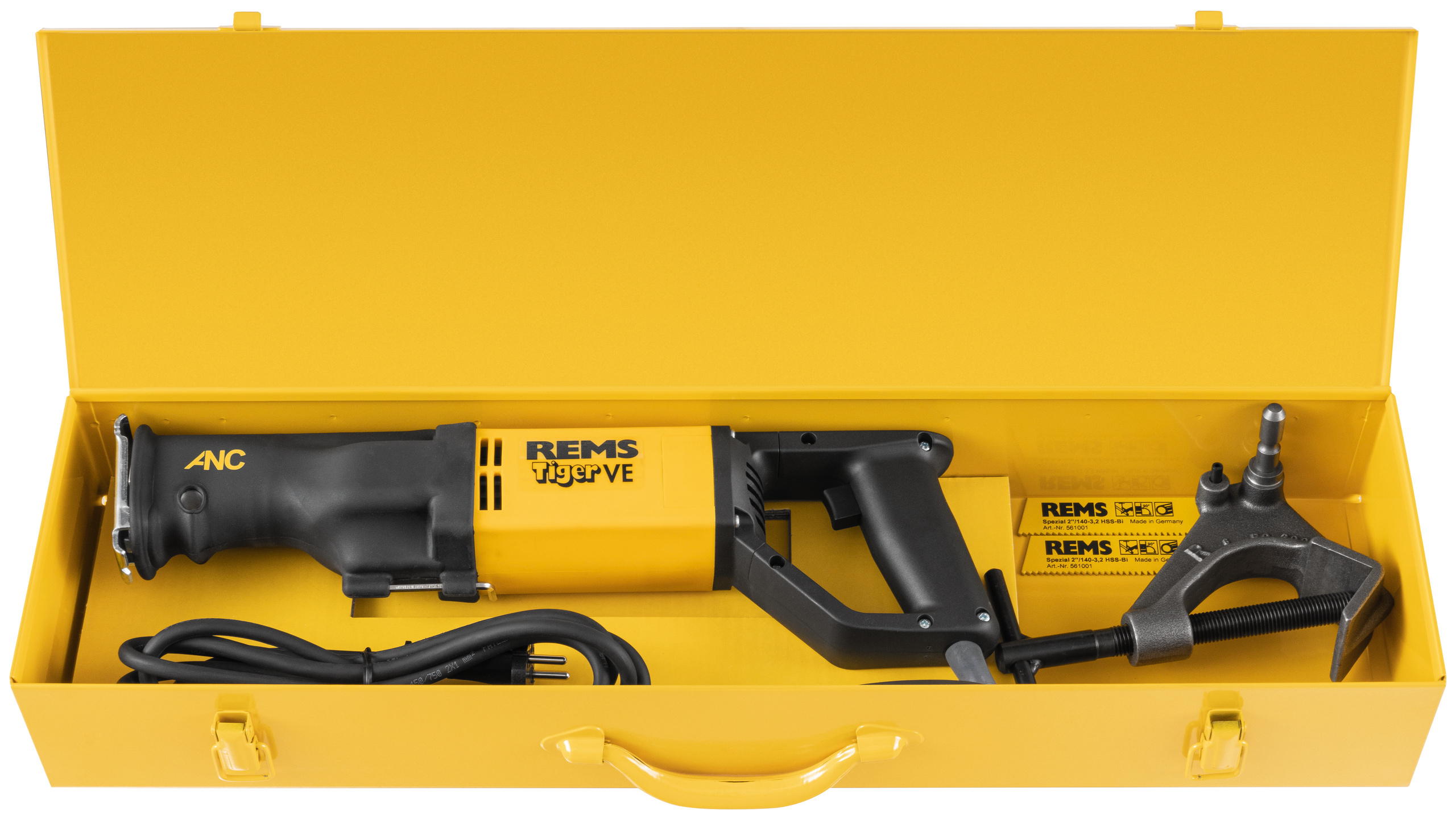 Serra de Sabre para Tubos REMS Tiger VE 1050 W 2400 CPM com Guia 2 POL REMS Tiger VE Set conjunto
